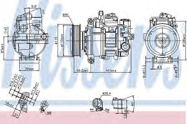 SPREZARKA KLIMATYZACJI AUDI A 4 / S 4 (00-): 1.6 I 16V G M, 1.8 T G A, 2.0 FSI G A, 2.0 I 16V G A, 2.0 TFSI G A, 2.4 I V6 G SZT NISSENS